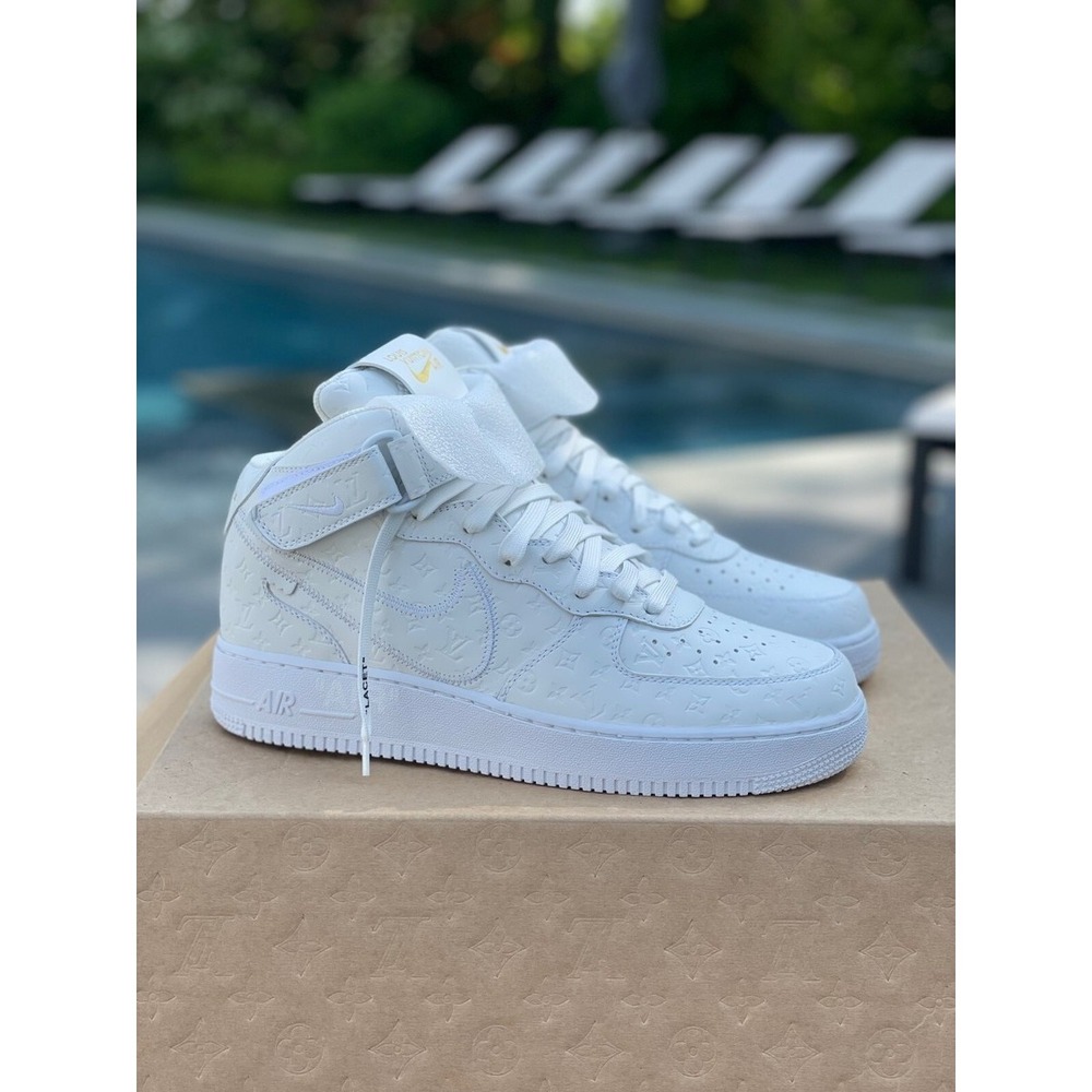 Nike Louis Vuitton Air Force 1 Mid Men Size 9 White NEW Virgil Abloh 1A9VE0